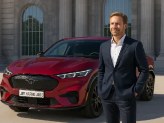 une Ford Mustang Mach-E model 2025 de couleur Molten Magenta